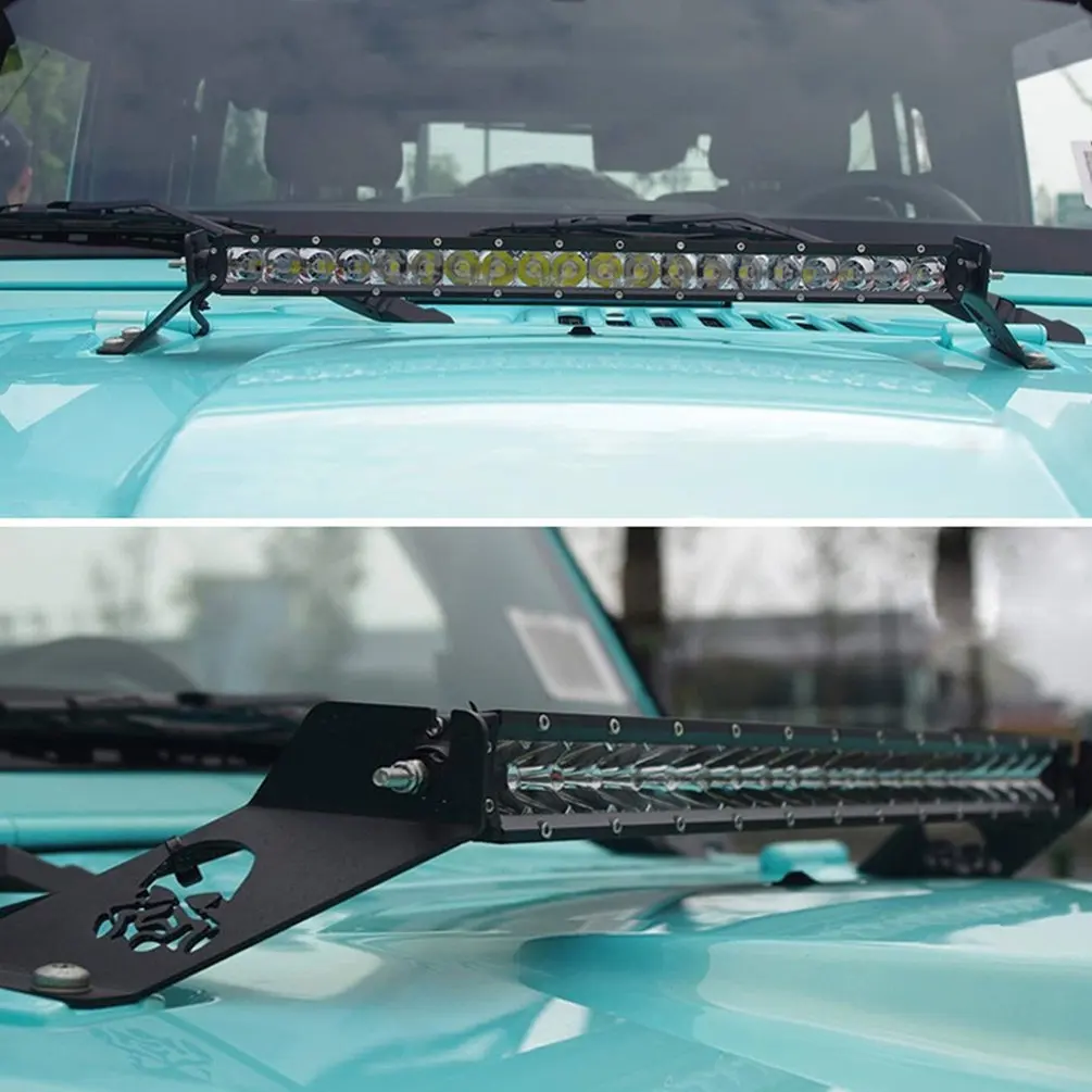 Для 2007-UP Jeep Wrangler JK светодиодный светильник с черепом и капотом КРЕПЛЕНИЯ КРОНШТЕЙНЫ подходят 20-2" прямой светодиодный светильник для работы