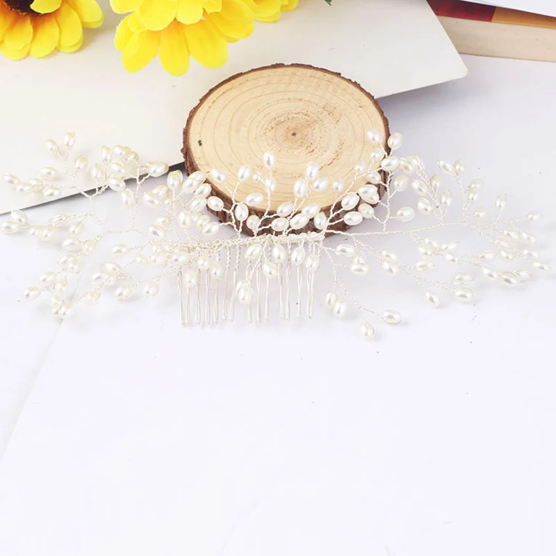 

Flashing Ornaments Rhinestone Pearl Bridal Hair Clip Accessories Jewelry Wedding Elegant Crystal Bride Hair Comb Headwear