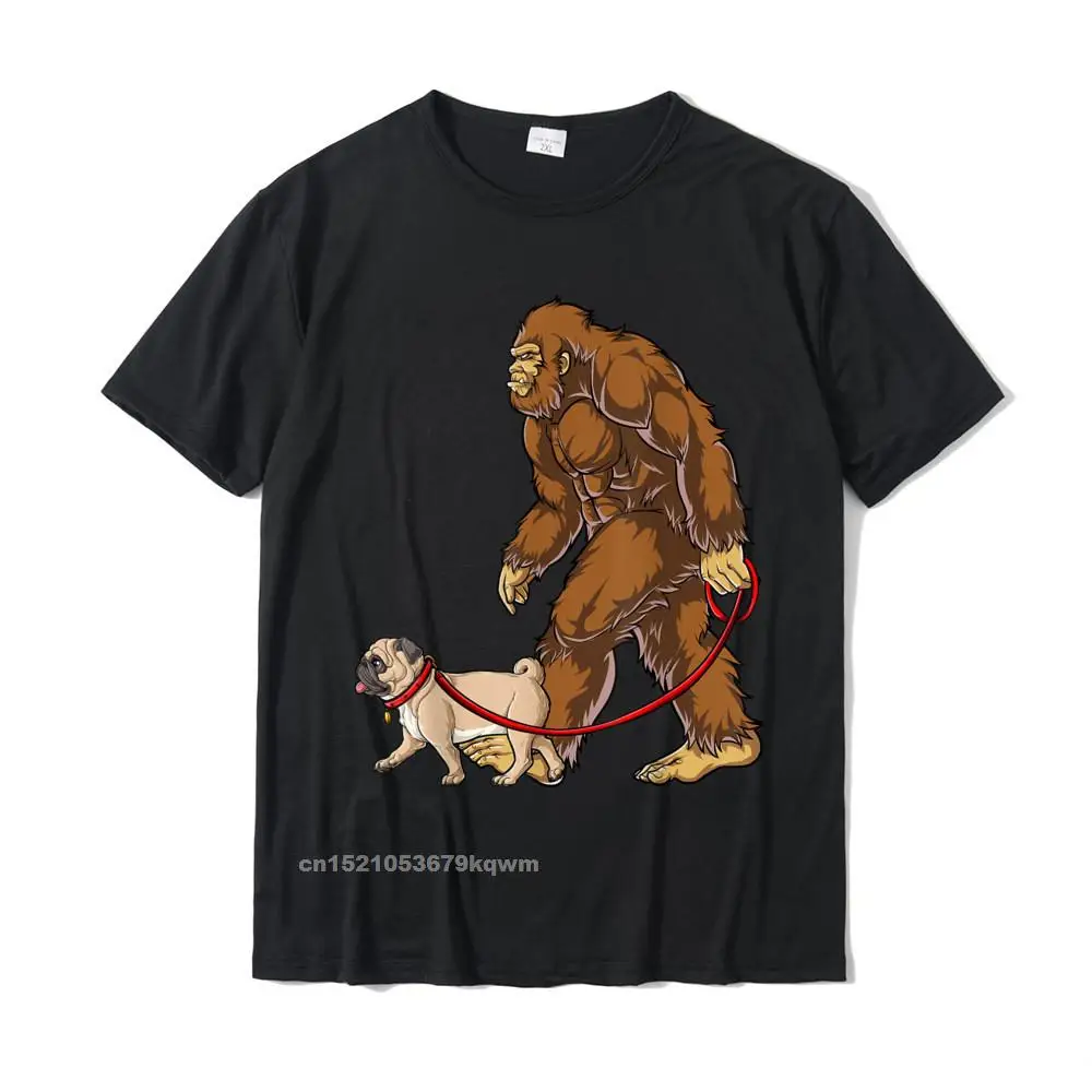 Bigfoot Dog Walk Pug T Shirt Sasquatch Boys Men Women T-Shirt Summer T Shirts Prevailing Tops Tees Cotton Men Normal