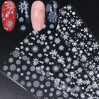 Белые снежинки, рождественские наклейки для ногтей, наклейка из фольги для ногтей, зимние рождественские Цветочные хлопья, слайдер, украшения для маникюра и ногтевого дизайна