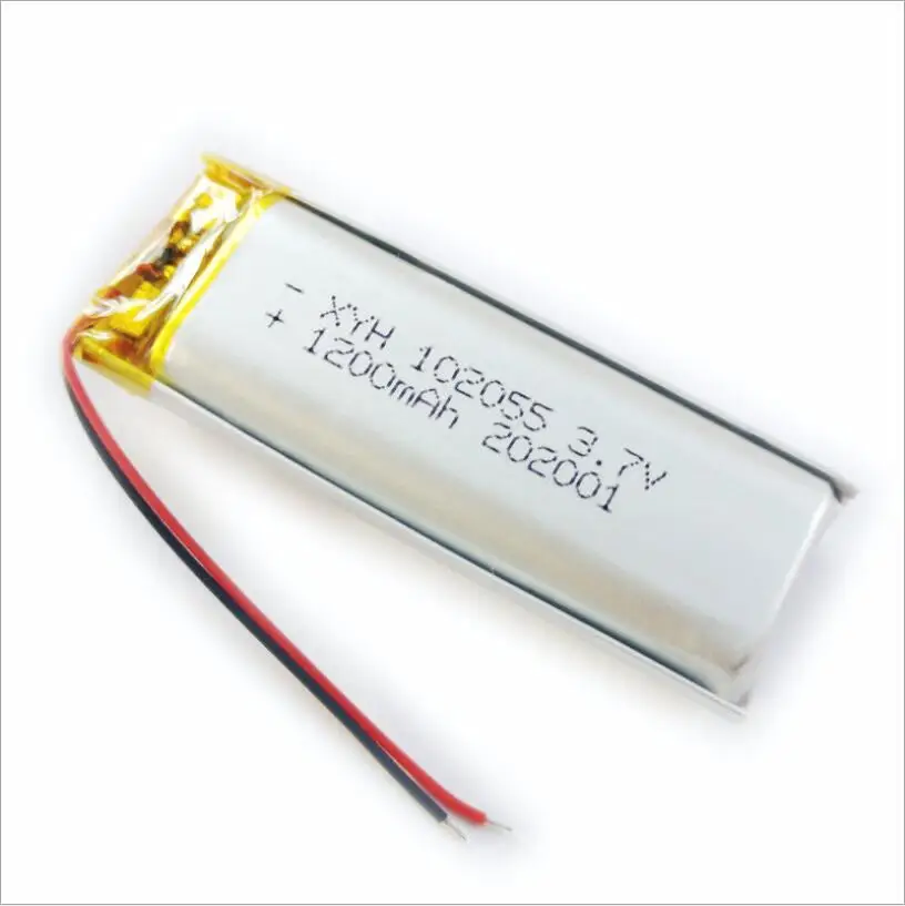 

20 шт., 3,7 в, 1200 мАч, 102055 литий-полимерная ионная батарея 2,0 мм, разъем JST