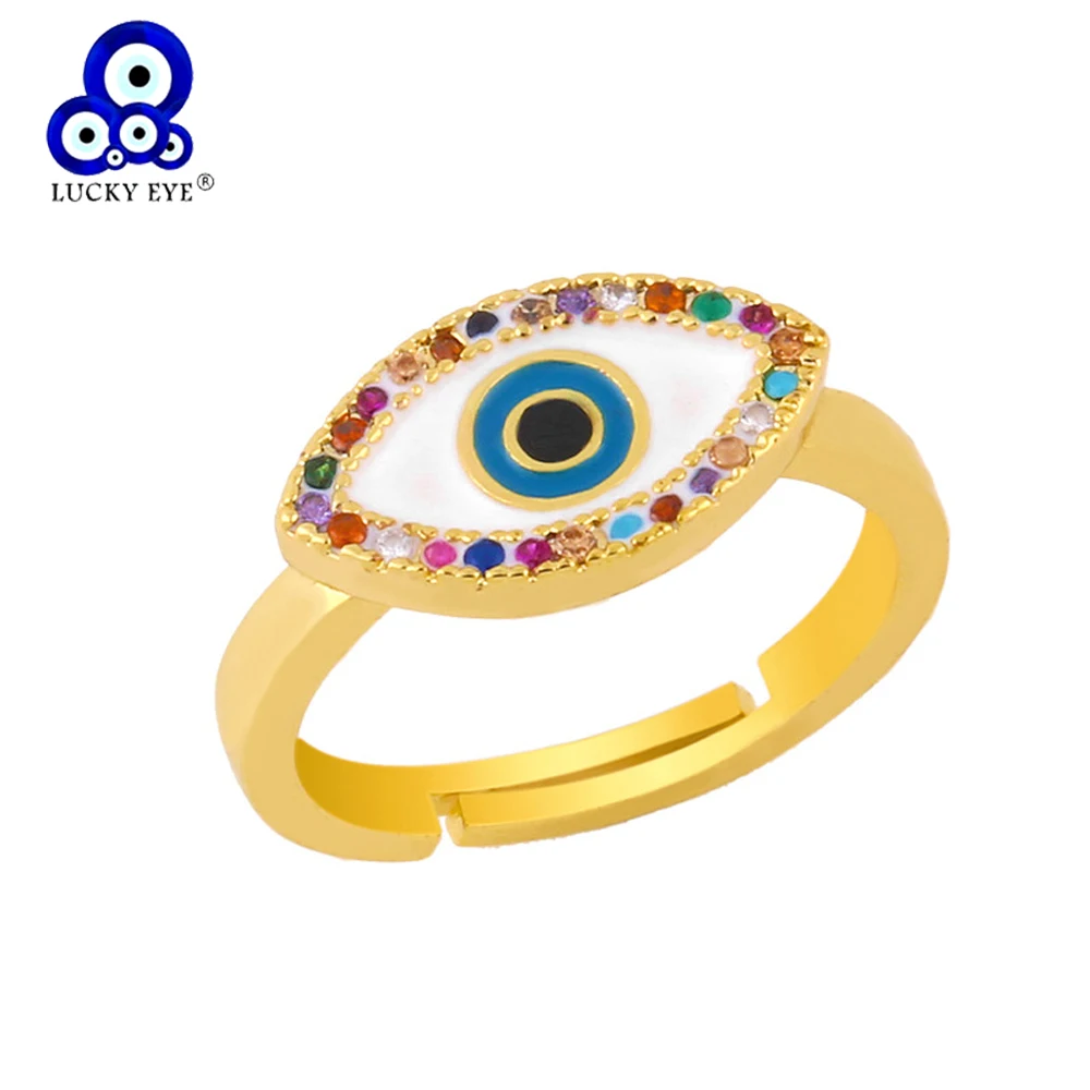 Кольцо с радужным Цирконом Lucky Eye женское обручальное регулируемое Ювелирное