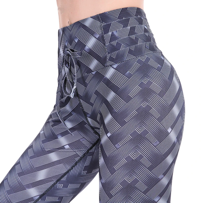 Женские леггинсы с бамбуковым узором ATHVOTAR высокой талией для тренировок одежда
