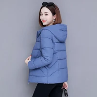 winter jacket womens hooded down cotton padded short coat female parka outerwear windproof plus size oversized 4xl solid blue