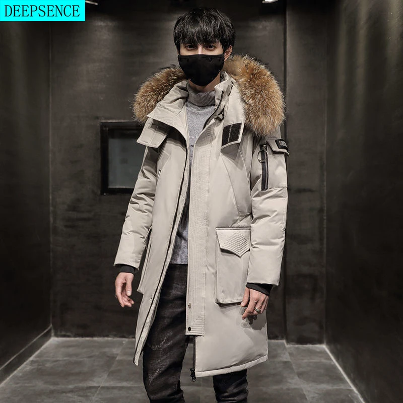 Winter New Parker Jacket Thickening Men's Casual Fur Collar Thickening Hooded Jacket Fashion Jacket Down Jacket Men