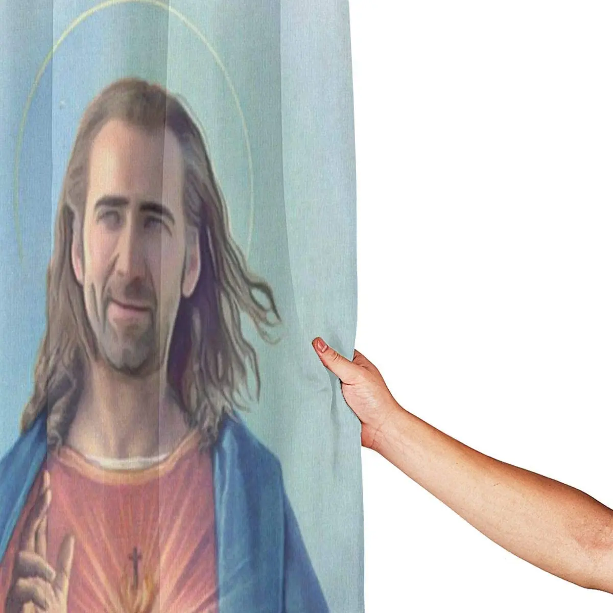 junip nicolas cage as jesus shower curtain set for bathroom decor waterproof polyester shower curtain free global shipping