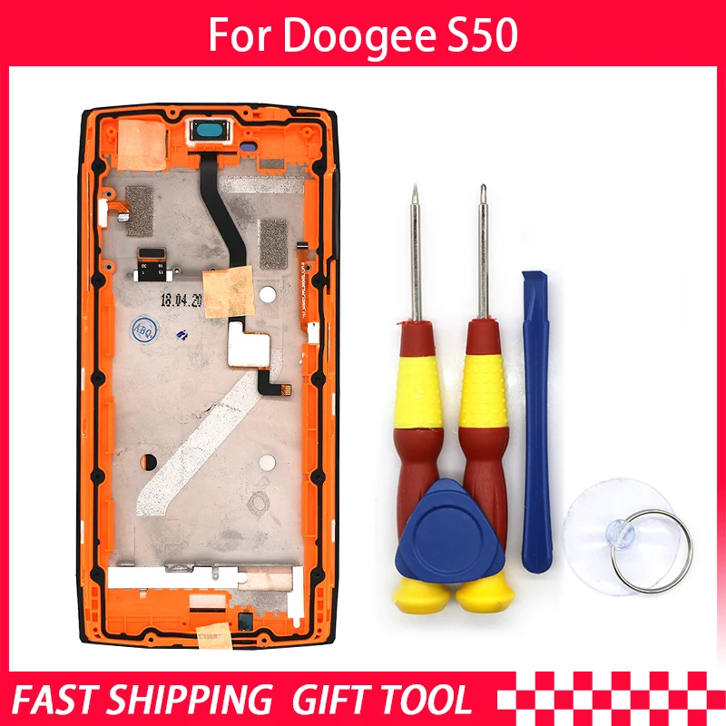 Сенсорный экран ЖК-дисплей для Doogee S50 дигитайзер в сборе с рамкой запасные части+ инструмент для разборки