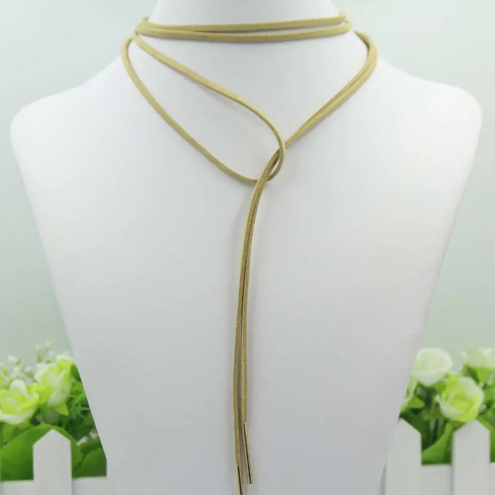 Beige Gold Британский ковбойский женский воротник рубашка цепь веревка бант Боло аксессуар бабочка Девушка искусственная кожа ожерелье ретро сплав голова чокер галстук-бабочка - Цвет: Beige Gold