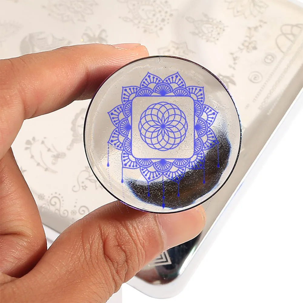 1pc Nail Stamper 4cm 2 Colors Silicone Head Holographic Laser Handle With Scraper Polish Print Transfer #K9 | Красота и здоровье