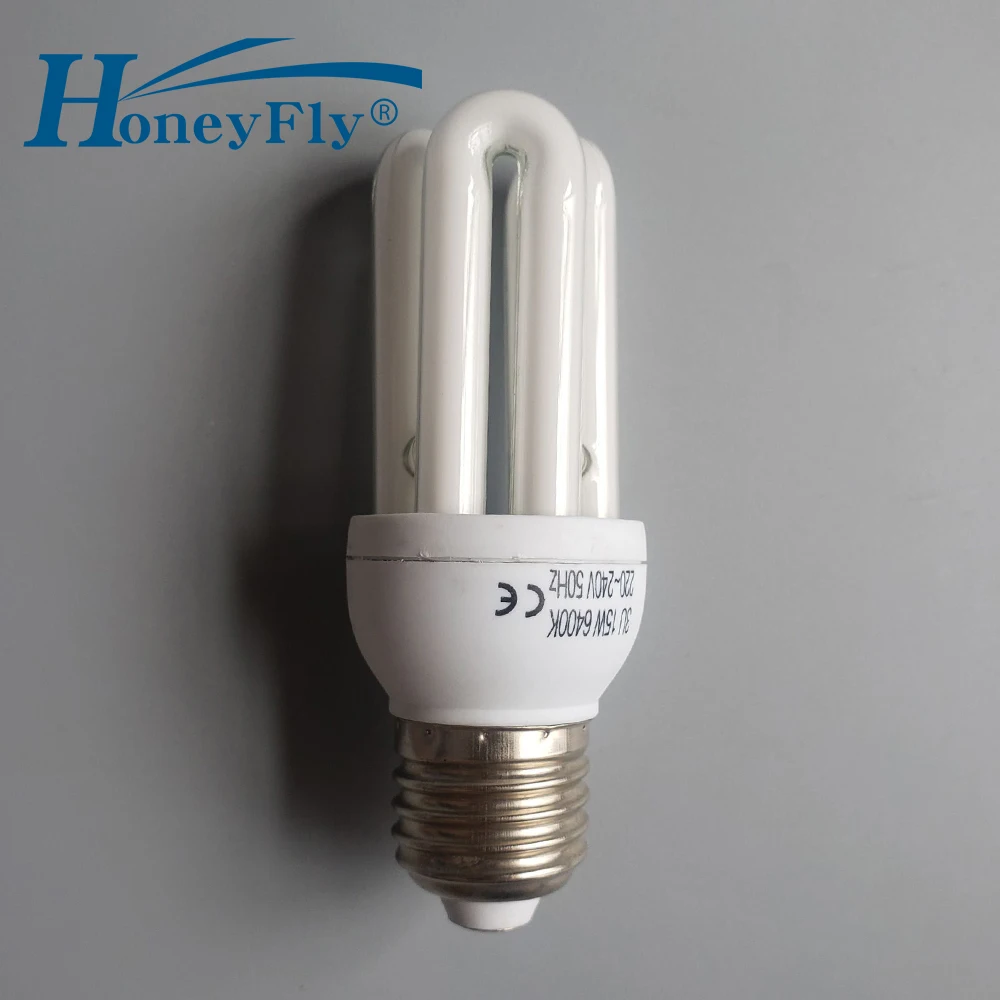 HoneyFly 3U ламповая энергосберегающая лампа AC220-240V 15 Вт/20 Вт E27 u-образный люминесцентный светильник, Домашний Светильник ing