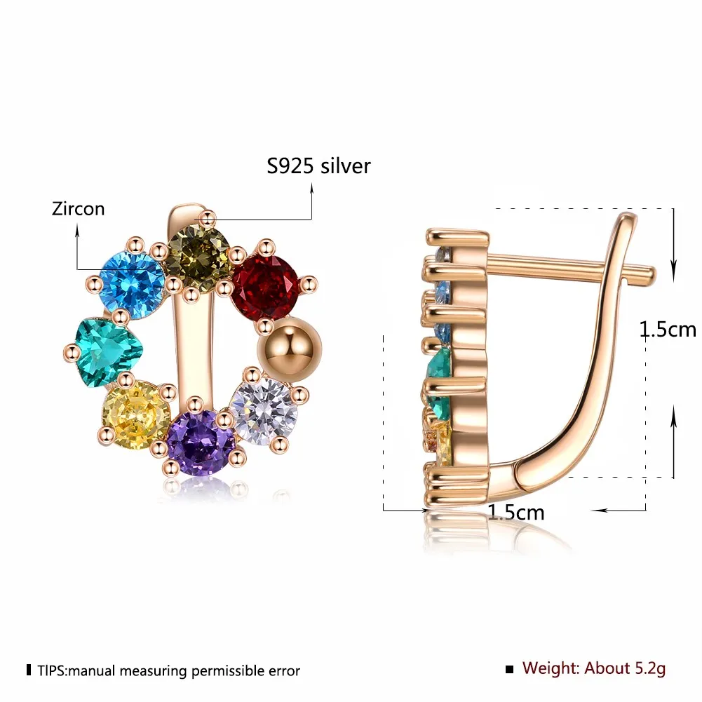 

SKMEI KZCE288 Romantic 8 kinds Color Round Rhinestone Stud Earrings for Women & Girls Wedding Jewelry