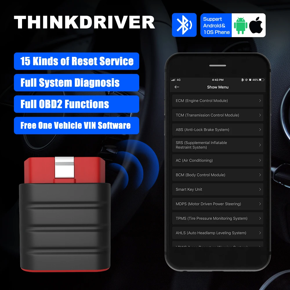Thinkdriver все системы OBD2 сканер для одного транспортного средства SAS ABS Сброс OBD 2