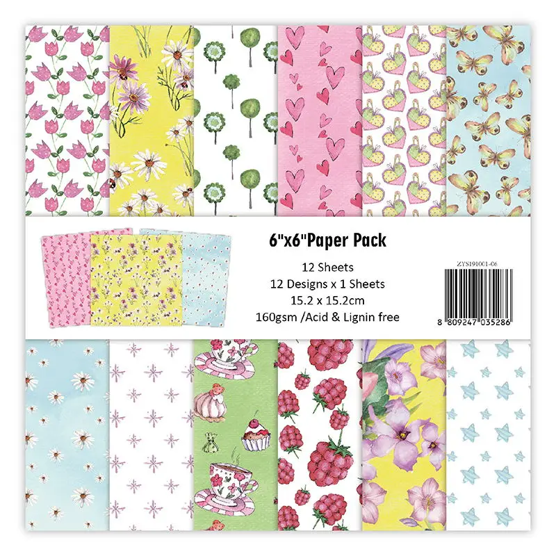 12 листов сладкой бумаги для скрапбукинга Оригами художественная бумага фона