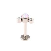 astm f136 titanium internally threaded 3 clear and pink opal stones cluster tragus piercing body jewelry