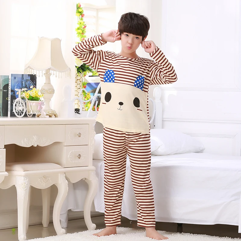 Осенне зимние детские пижамные комплекты модный детский костюм с длинными