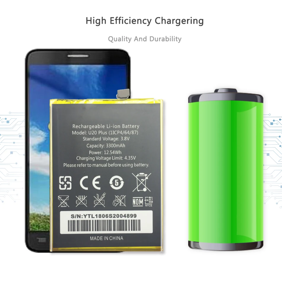 

For Oukitel U20 Plus Li-polymer Batteries For Oukitel U20 Plus 3300mAh Cell Phone Battery