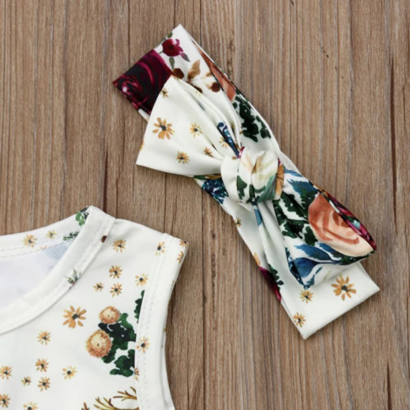 

Pudcoco 0-24M 2Pcs Toddler Baby Girl Floral Romper Jumpsuit Playsuit with Headband Outfit Baby Clothes