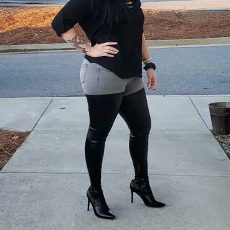 

Новинка 2021, осенние женские сапоги до бедра, роскошные женские пикантные сапоги из искусственной кожи в готическом стиле на высоком каблуке...