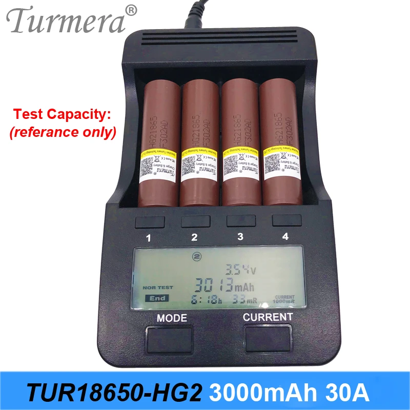 Turmera original inr18650 hg2 18650 3000 мАч 30a с пайкой для шуруповерта и аккумулятора