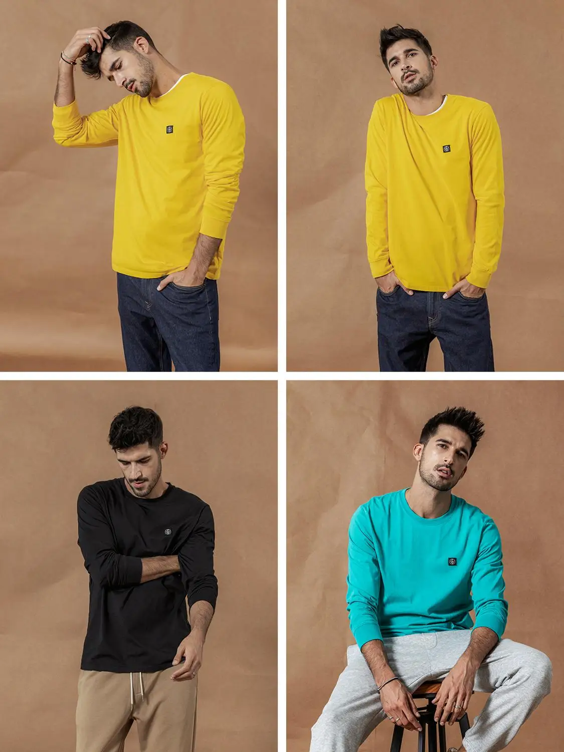 Мужская футболка SIMWOOD осенняя с длинным рукавом повседневная плюс сайз из 100%