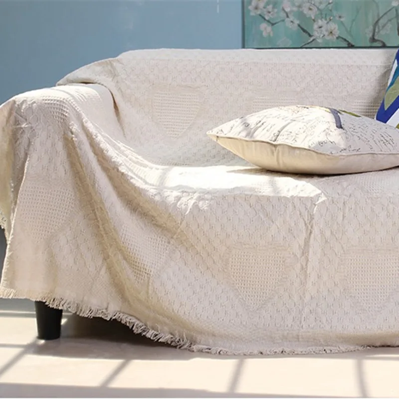 

Modern simplicity pure color cotton sofa blanket dining room high quality tassels sofa cushion chair decorative cover