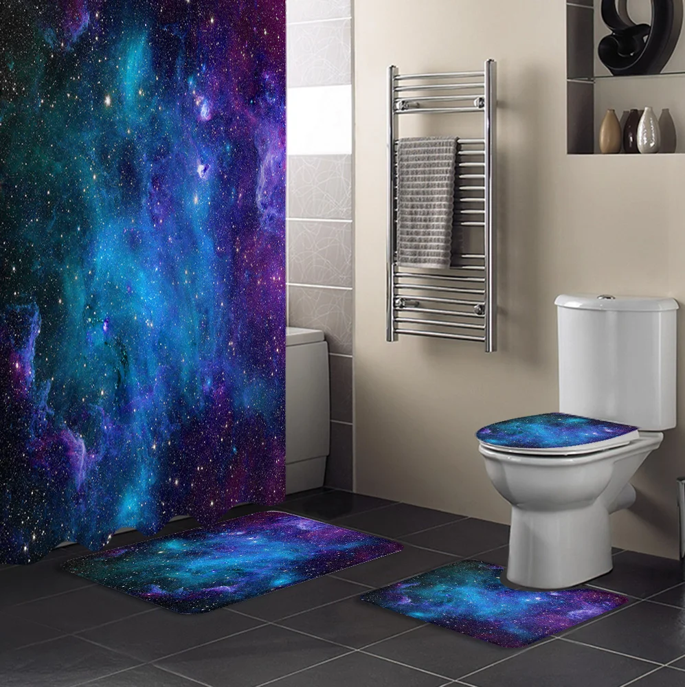 Звездное небо космическая Вселенная печать занавеска для ванны Декор Ковер