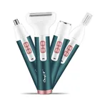 CkeyiN 4 в 1 перезаряжаемая Женская бритва для удаления волос, женский электрический триммер для бровей, носа, лица, тела, бикини, ног, рук, бритва, эпилятор