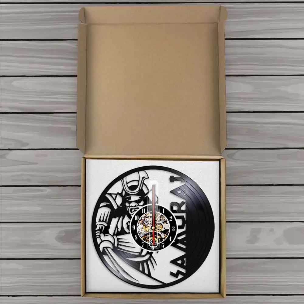 Настенные часы с японским воином винтажные украшения для стен виниловой