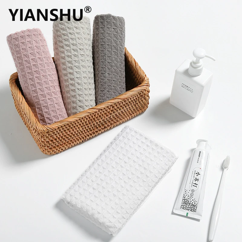 

4 Pcs 100% Cotton Towels Sets 34x72cm Absorbent Bath Towels Solid Color Waffle Washcloth Household Kitchen Cleaning Towel
