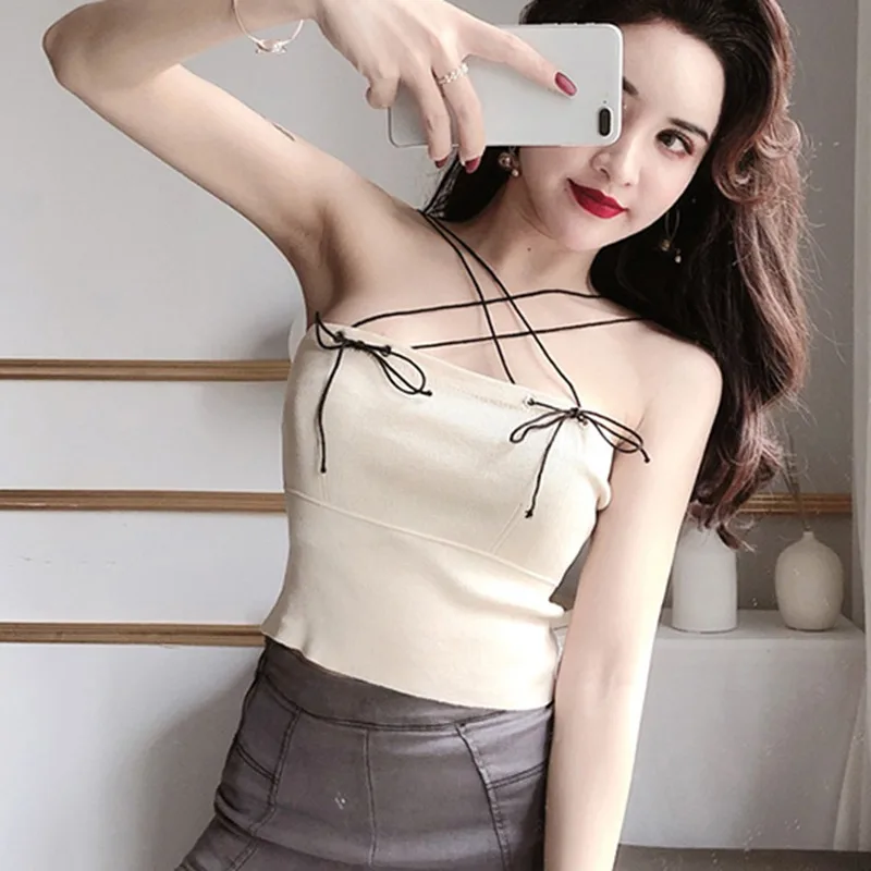 

Hot Sale Women's Sexy Vest Summer Casual Basic Sexy Solid Color Sling Bottoming Warm Vest Stretch Tank Tops Hot