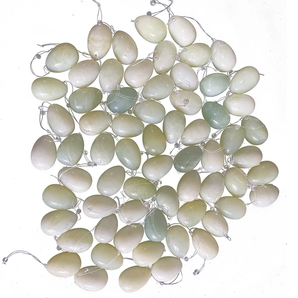 

50 Pieces 45*30mm Natural Xiuyan Jade Egg Kegel Ball Massage Vaginal Dumbbell Exercise Yoni Egg Ben Wa For Pelvic Floor Muscles