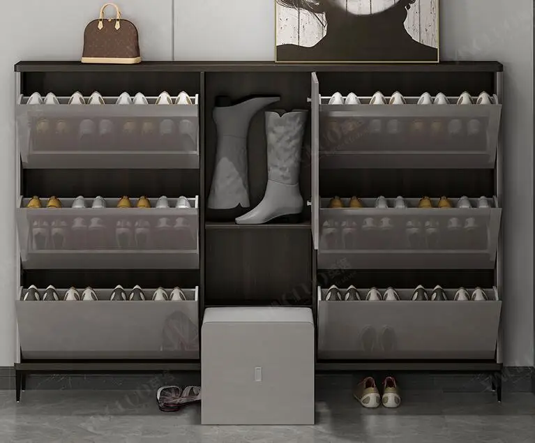 

Ultra thin shoe cabinet new 2020 explosion type foyer household door flip bucket shoe cabinet 17cm high capacity