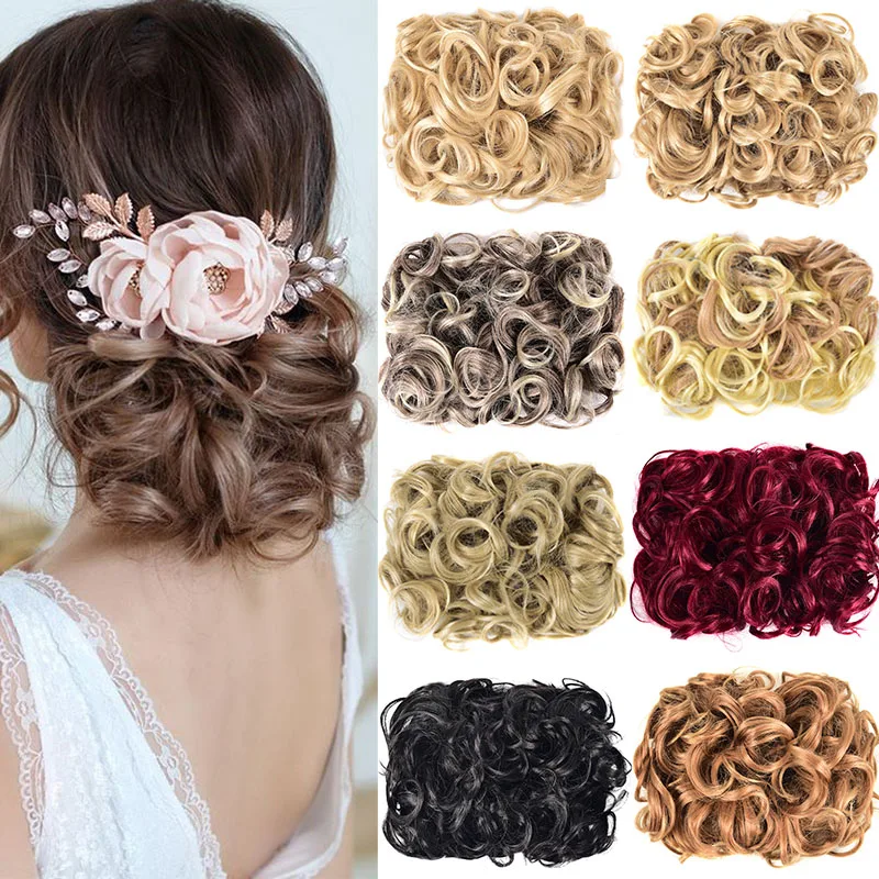 

Curly Chignon Synthetic Hair Big Bun Chignon Two Plastic Comb Clips in chignon hairpiece Women updo chignon hair extension