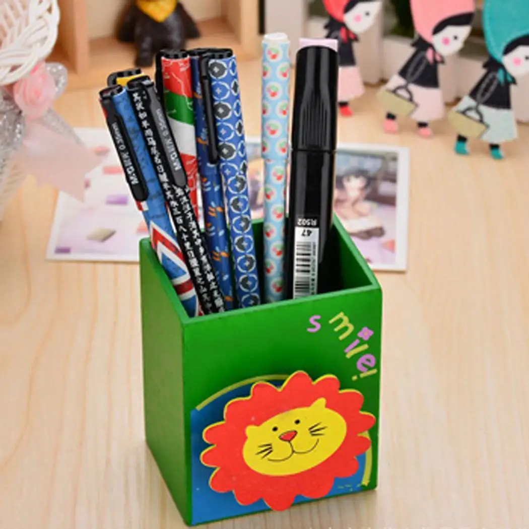 Мультяшный милый студенческий деревянный держатель карандаша ручка украшение