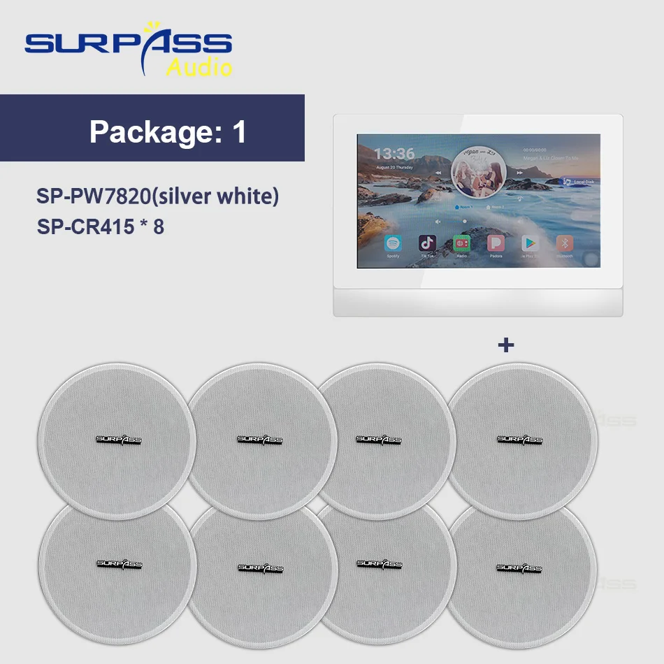 Настенная аудиосистема Smart Home с 7-дюймовым экраном и сенсорной панелью |