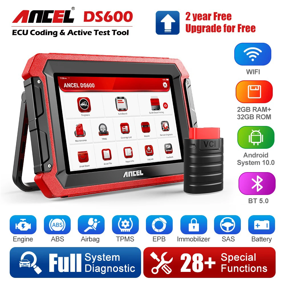 

ANCEL DS600 OBD2 Diagnostic Scanner Professional All System Auto Tools ODB OBD 2 Diagnosis Tool Active Test ECU Coding OBD2 Scan