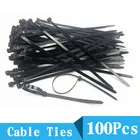 Самоблокирующаяся пластиковая нейлоновая стяжка, 100 шт., черная кабельная стяжка 5x300, Крепежное кольцо 3X200, кабельная стяжка, застежка-молния, нейлоновая кабельная стяжка