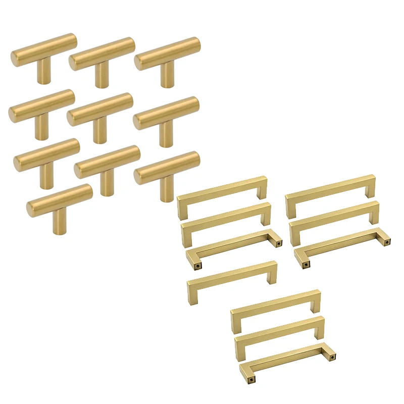 

20Pcs Single Hole Gold Cabinet Knobs And Pulls Door Cupboards Bedroom Furniture Handles, 160Mm/4In & 50Mm/2In