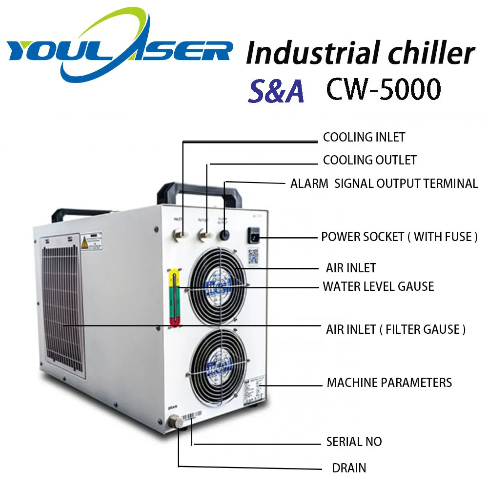 S & A CW5000 Промышленный Воздушный Чиллер для CO2 лазерной гравировки режущая машина