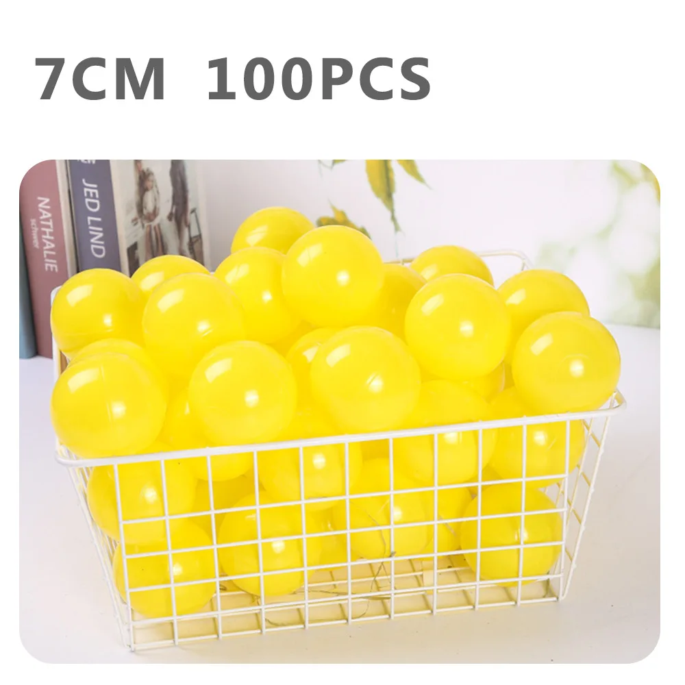 WJ3709YELLOW Экологичный красочный мяч, мягкий пластиковый морской шар, прозрачные игрушки для купания, мяч для снятия стресса, детские игрушки для улицы, 100 шт., 7 см - Цвет: WJ3709YELLOW