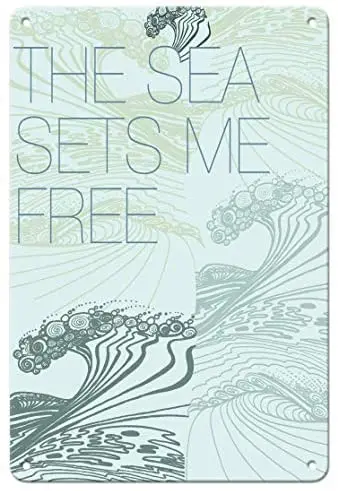 

The Sea Sets Me Free-оригинальный коллаж искусства Уэйда кониакового-металлический знак