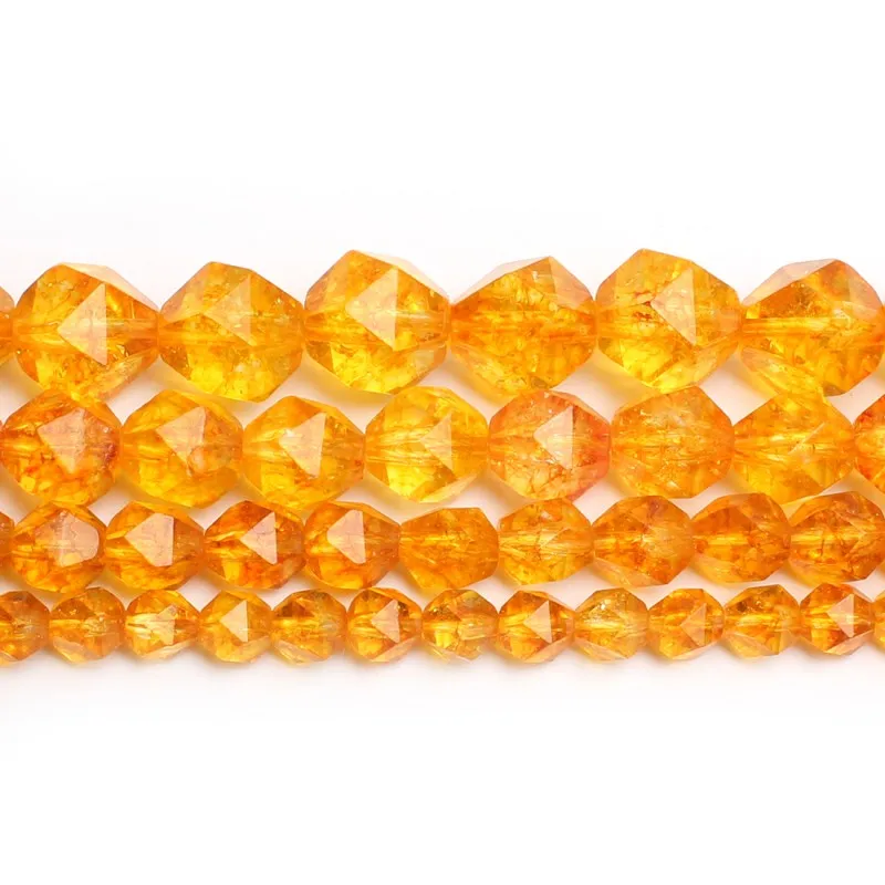 Бусины Из Натурального граненого камня желтые цитрины кварцевые круглые бусины