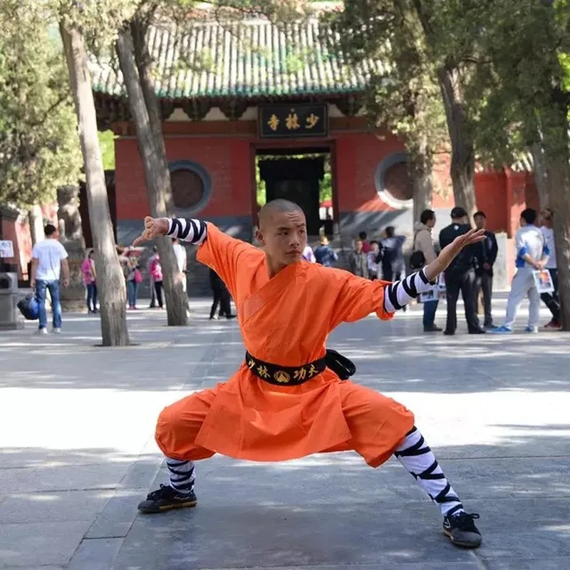 

Orange Durable Shaolin Monk Kung Fu Uniform Martial Arts Suit Full Size for Kids Adults