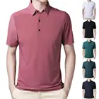 Футболка мужская однотонная с отложным воротником, приталенная рубашка с коротким рукавом, Повседневная рубашка-поло, одежда на лето
