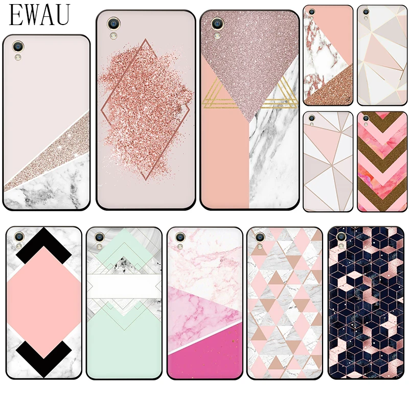 EWAU Золотой Розовый Блестящий мраморный силиконовый чехол для телефона OPPO A1K A5 A9