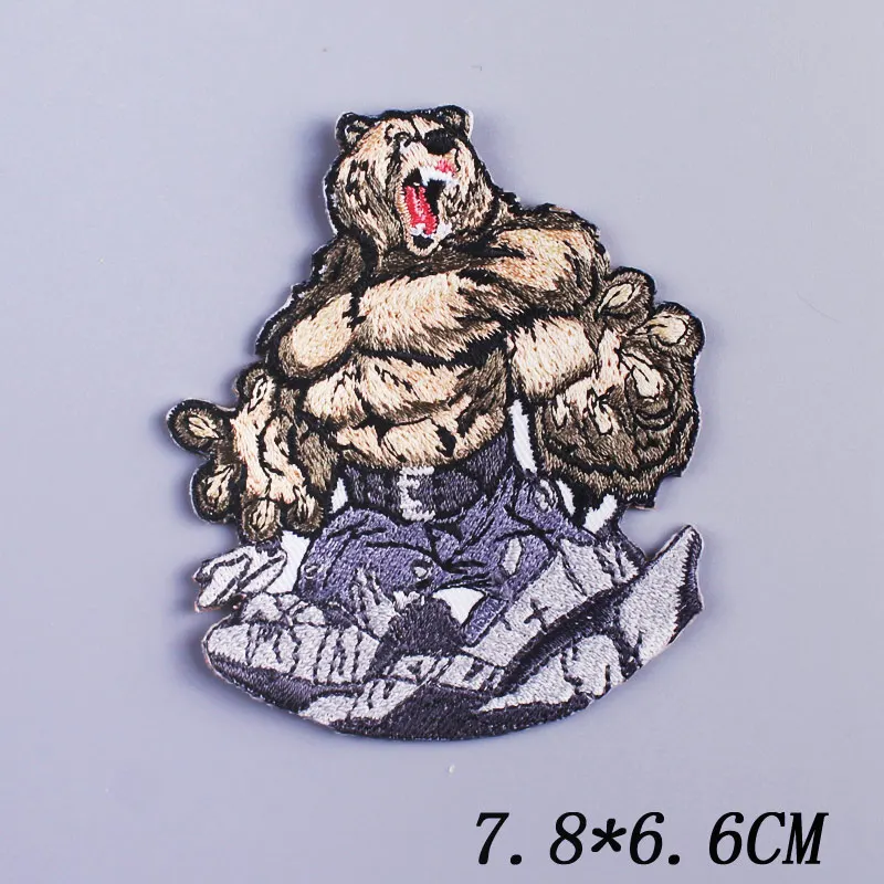 Нашивки с медведем/черепом нашивки для одежды вышивкой Кинг Лев вышитые