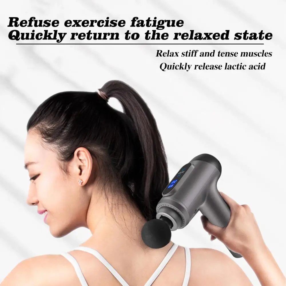 Массажный пистолет с ЖК дисплеем устройство для глубокого массажа мышц
