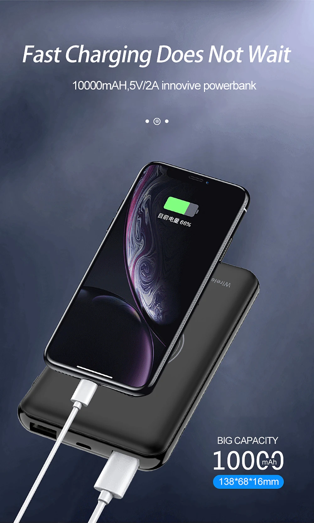 Портативное зарядное устройство 10000 мАч, 18 Вт, быстрая зарядка QC3.0, PD3.0, 10 Вт, Qi, беспроводное зарядное устройство, внешний аккумулятор для быстрой зарядки