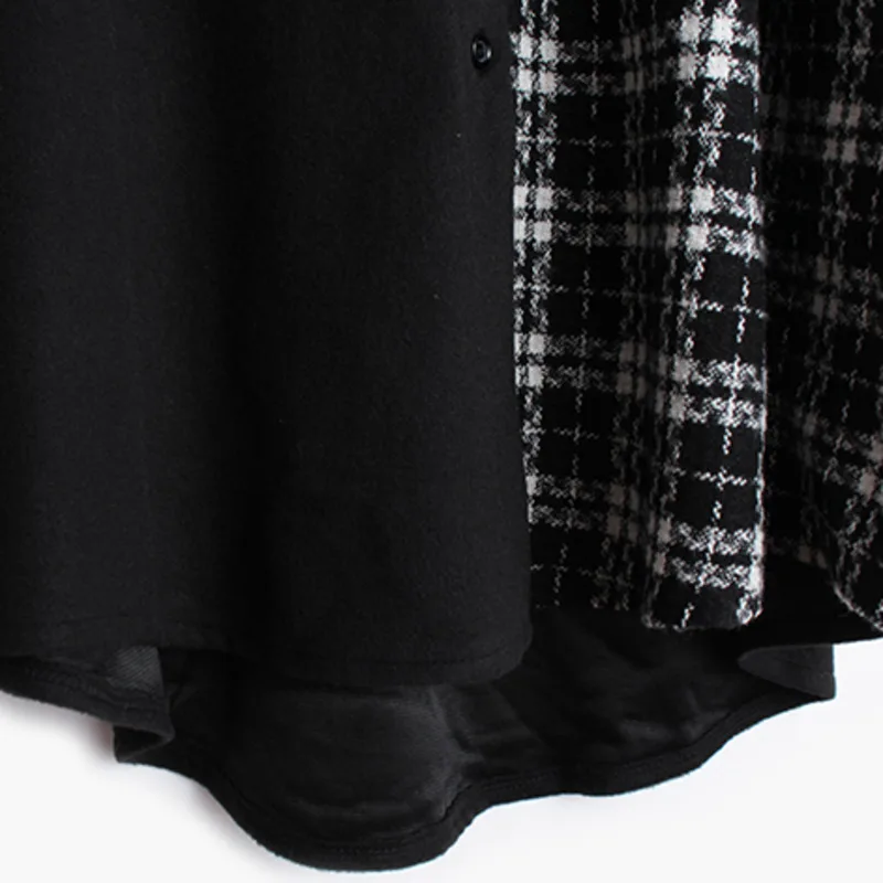 

IEQJ Button Asymmetric Plaid Cardigan Shirt Women Long Sleeve Stand Collar Loose Oversized New Fashion Tide 2021autumn GD563