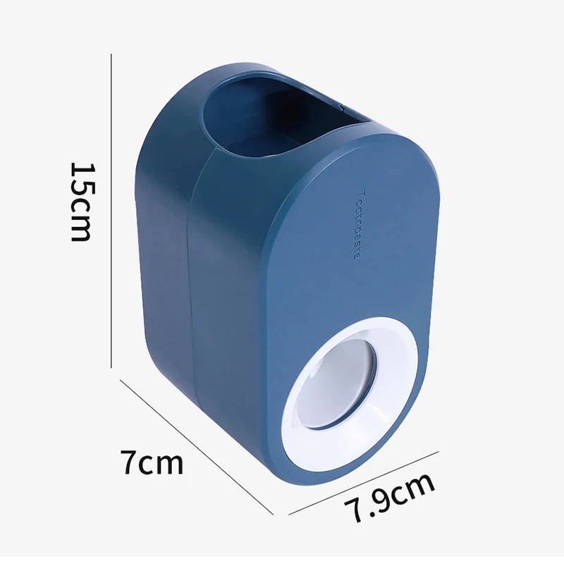 Dispensador autom&aacute;tico de pasta de dientes sin perforaci&oacute;n, soporte de pasta dental adhesivo para el ba&ntilde;o, kit de exprimidor, estante para cepillo de dientes-5